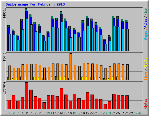 Daily usage for February 2013