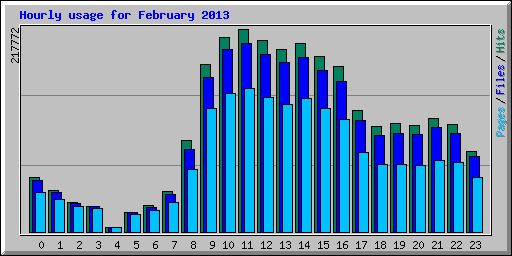 Hourly usage for February 2013